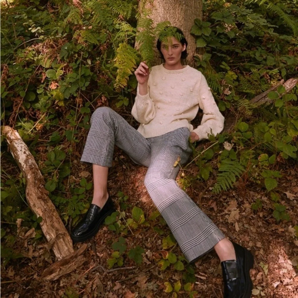 people tree 8 organic cotton Sienna‎ tweed plaid trousers cropped career pant - Picture 16 of 16